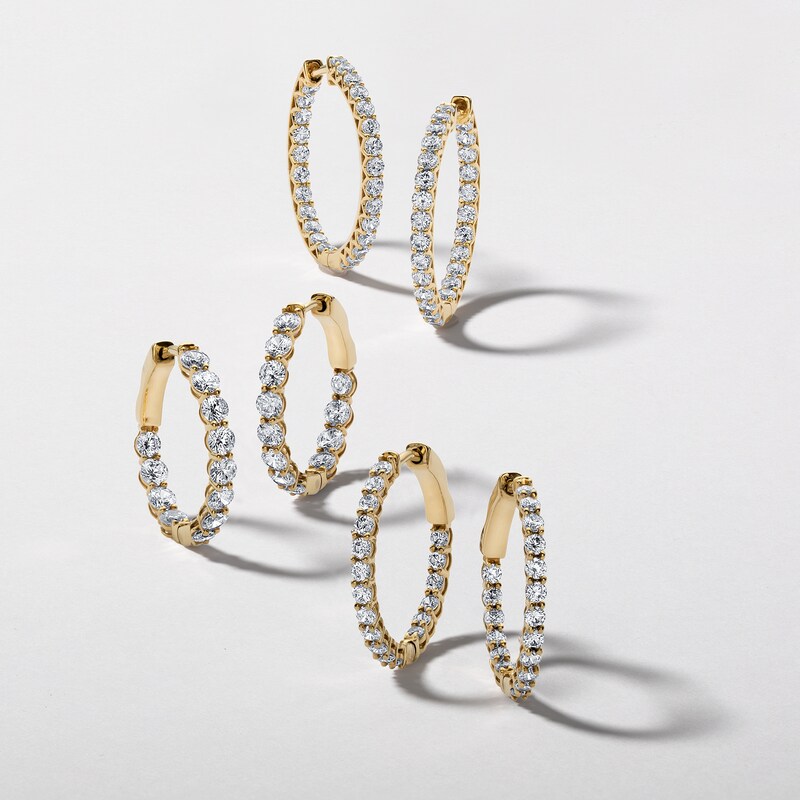 ​​​​​​​​​​​​​​10K Solid Gold 2 CT. T.W. Lab-Created Diamond Small Inside Out Hoops