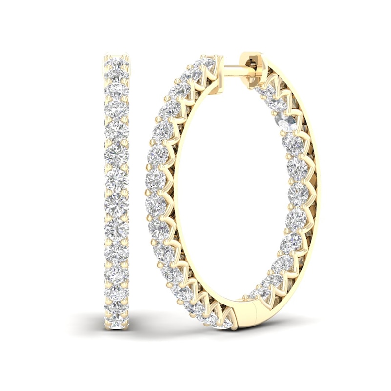 ​​​​​​​​​​​​​​10K Solid Gold 2 CT. T.W. Lab-Created Diamond Medium Inside Out Hoops