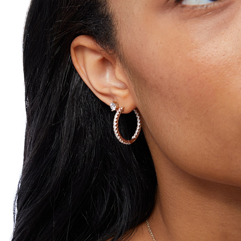 Main Image 2 of ​​​​​​​​​​​​​​10K Solid Gold 2 CT. T.W. Lab-Created Diamond Medium Inside Out Hoops
