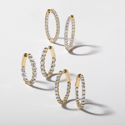 10K Solid Gold 2 CT. T.W. Lab-Grown Diamond Medium Inside Out Hoops