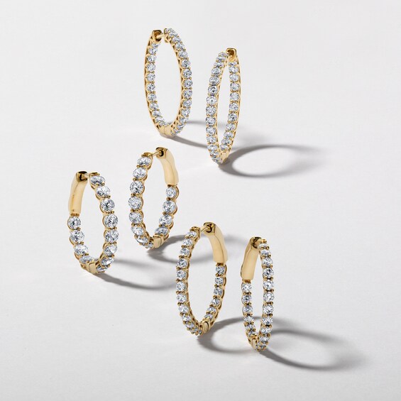 10K Solid Gold 2 CT. T.W. Lab-Grown Diamond Medium Inside Out Hoops
