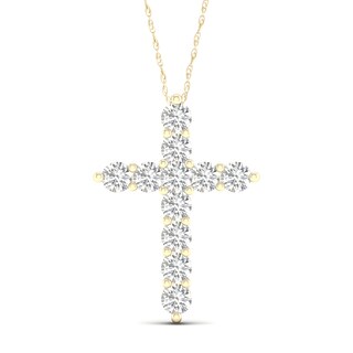 ​​​​​​​​​​​​​​10K Solid Gold 1 CT. T.W. Lab-Grown Diamond Cross Necklace - 16" + 2"