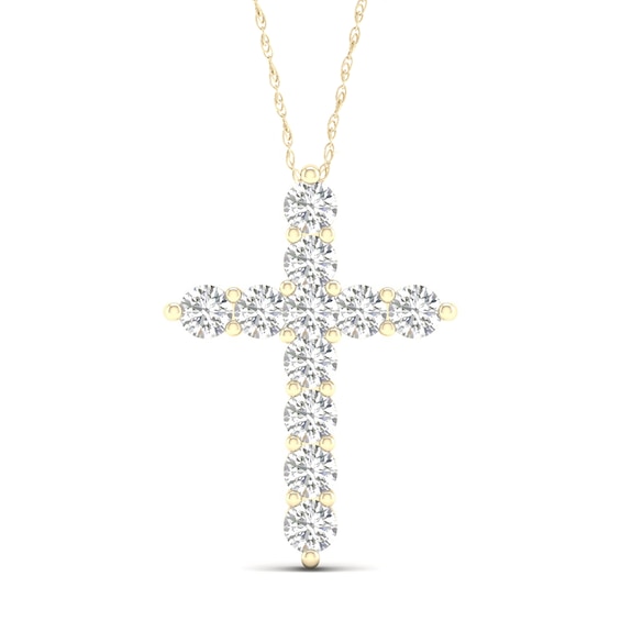 ​​​​​​​​​​​​​​10K Solid Gold 1 CT. T.W. Lab-Grown Diamond Cross Necklace - 16" + 2"