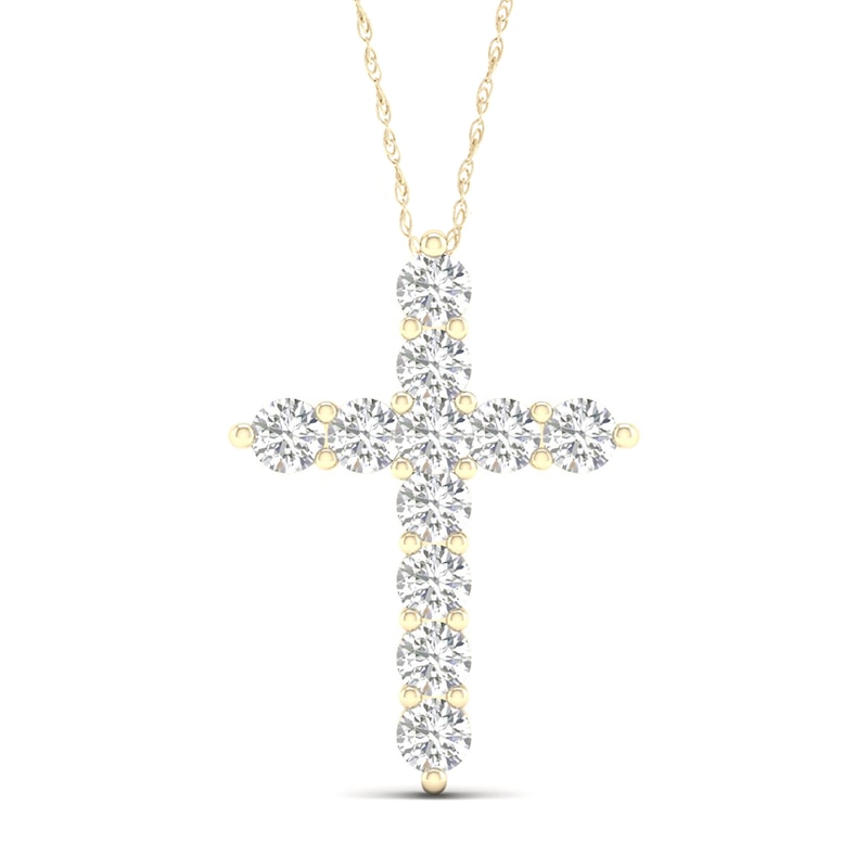 ​​​​​​​​​​​​​​10K Solid Gold 1 CT. T.W. Lab-Created Diamond Cross Necklace - 16"