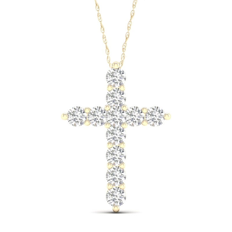 10K Solid Gold 1 CT. T.W. Lab-Grown Diamond Cross Necklace - 16" + 2"