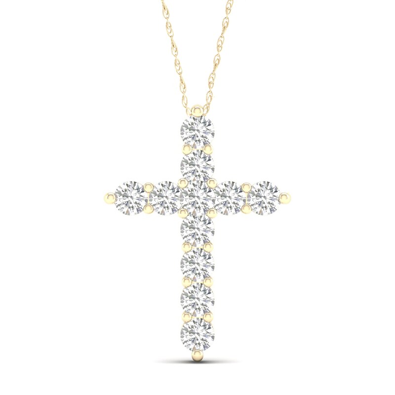 ​​​​​​​​​​​​​​10K Solid Gold 1 CT. T.W. Lab-Created Diamond Cross Necklace - 16"