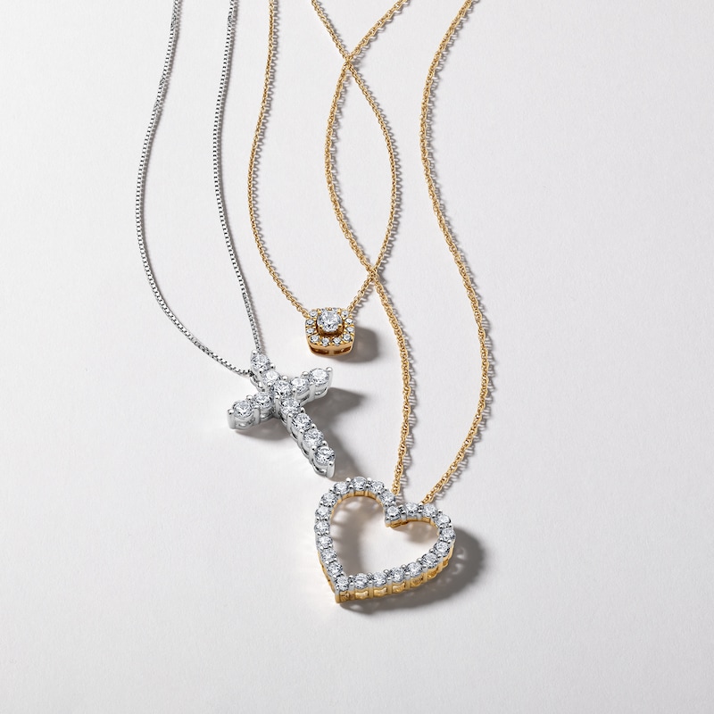 Main Image 3 of ​​​​​​​​​​​​​​10K Solid Gold 1 CT. T.W. Lab-Grown Diamond Cross Necklace - 16" + 2"