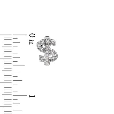 Solid ​​​​​​​Sterling Silver Baguette and Round CZ Dollar Sign Studs