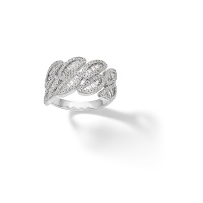 Sterling Silver CZ Baguette Wave Ring