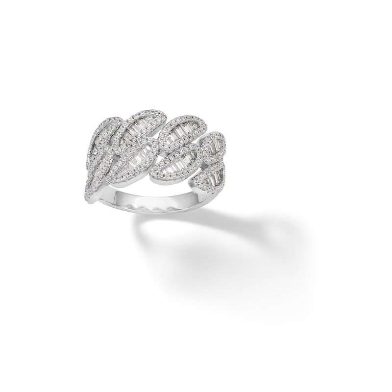 Sterling Silver CZ Baguette Wave Ring