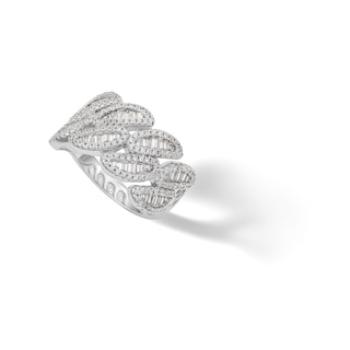 Sterling Silver CZ Baguette Wave Ring