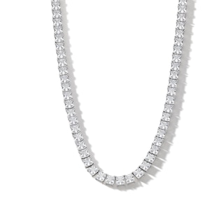 Solid Sterling Silver Square CZ Tennis Necklace - 20"