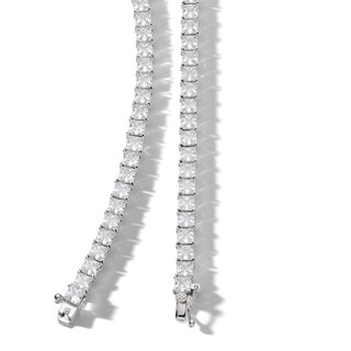 Solid Sterling Silver Square CZ Tennis Necklace - 20"