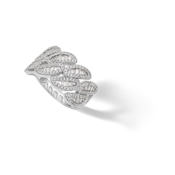 Sterling Silver CZ Baguette Wave Ring - Size 8