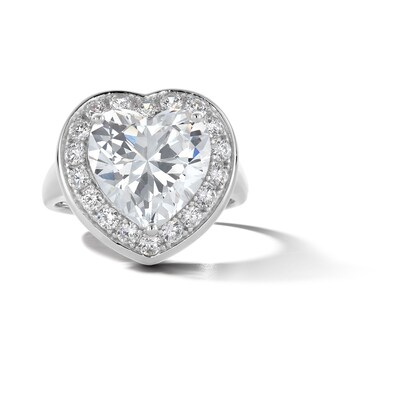Sterling Silver CZ Heart Halo Ring - Size 8
