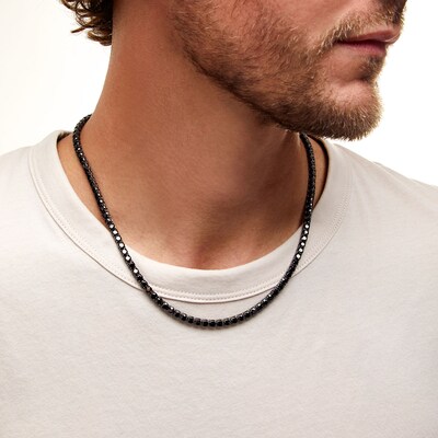 Sterling Silver Black CZ Gunmetal Necklace