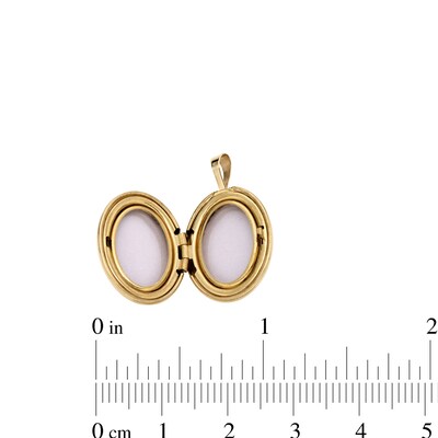 10K Hollow Gold Oval Locket Necklace Charm