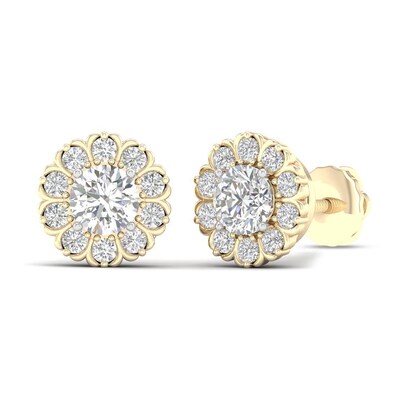 ​​​​​​​​​​​​​​10K Solid Gold 1 CT. T.W. Lab-Grown Diamond Frame Flower Studs