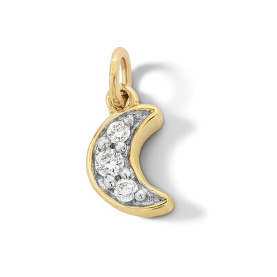 10K Solid Gold Lab-Grown Diamond Accent Moon Charm