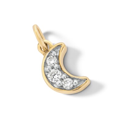10K Solid Gold Lab-Grown Diamond Accent Moon Charm