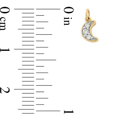 10K Solid Gold Lab-Grown Diamond Accent Moon Charm