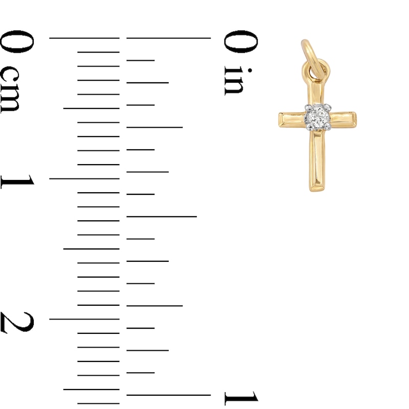 Main Image 4 of 10K Solid Gold Lab-Grown Diamond Accent Cross Charm