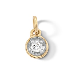 10K Solid Gold Lab-Grown Diamond Accent Round Charm