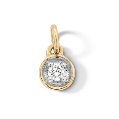 10K Solid Gold Lab-Grown Diamond Accent Round Charm