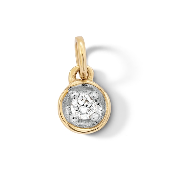 10K Solid Gold Lab-Grown Diamond Accent Round Charm