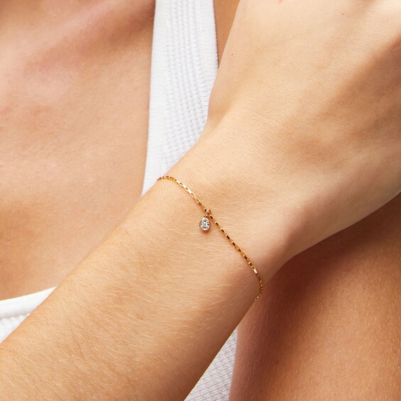 10K Solid Gold Lab-Grown Diamond Accent Round Charm