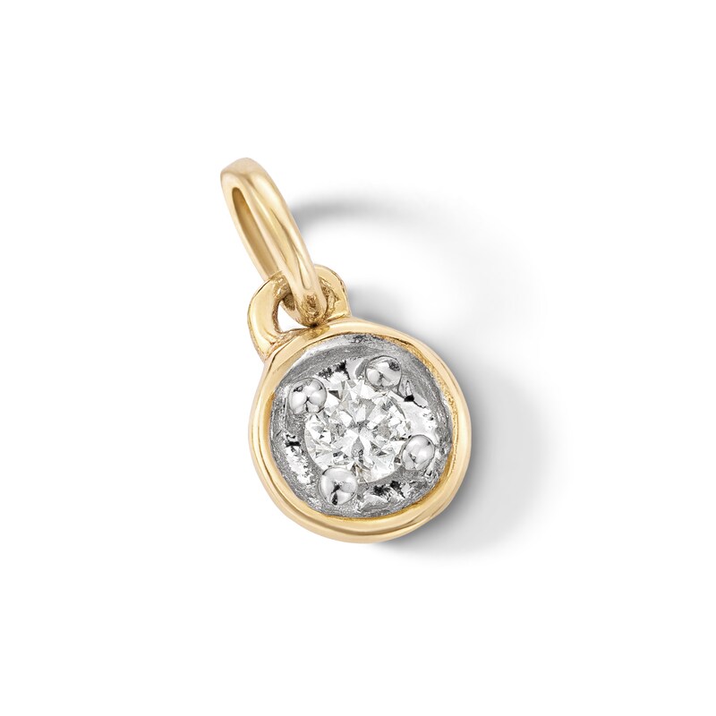 Main Image 3 of 10K Solid Gold Lab-Grown Diamond Accent Round Charm