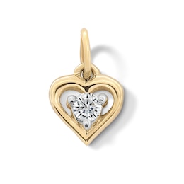 10K Solid Gold Lab-Grown Diamond Accent Heart Charm