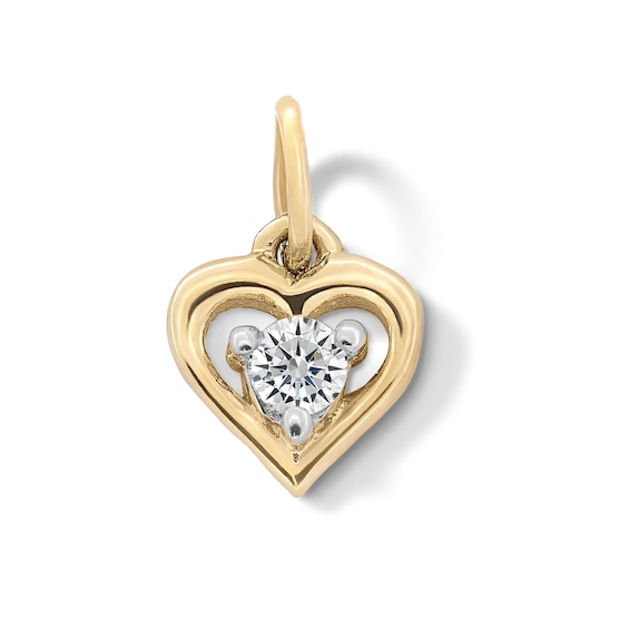 10K Solid Gold Lab-Grown Diamond Accent Heart Charm