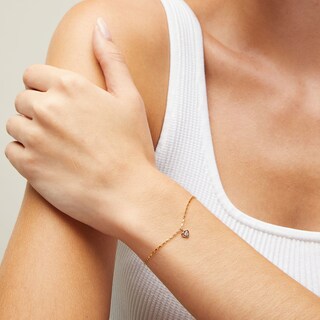 10K Solid Gold Lab-Grown Diamond Accent Heart Charm