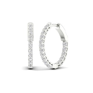 ​​​​​​​​​​​​​​10K Solid White Gold 1 CT. T.W. Lab-Grown Diamond Small Inside Out Hoops