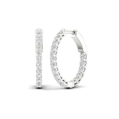 ​​​​​​​​​​​​​​10K Solid White Gold 1 CT. T.W. Lab-Grown Diamond Small Inside Out Hoops