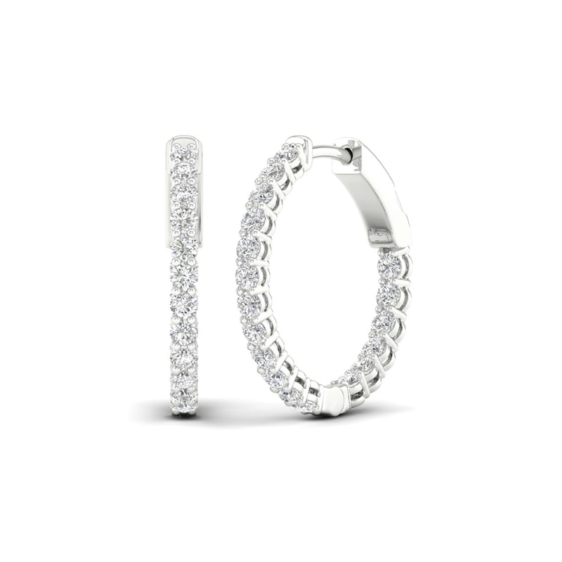 ​​​​​​​​​​​​​​10K Solid White Gold 1 CT. T.W. Lab-Created Diamond Small Inside Out Hoops