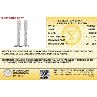 ​​​​​​​​​​​​​​10K Solid White Gold 1 CT. T.W. Lab-Grown Diamond Small Inside Out Hoops