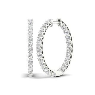 ​​​​​​​​​​​​​​10K Solid White Gold 2 CT. T.W. Lab-Grown Diamond Medium Inside Out Hoops
