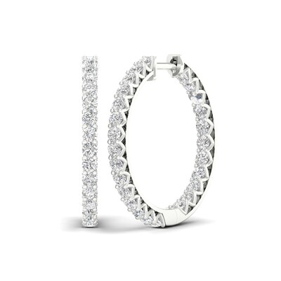 ​​​​​​​​​​​​​​10K Solid White Gold 2 CT. T.W. Lab-Grown Diamond Medium Inside Out Hoops