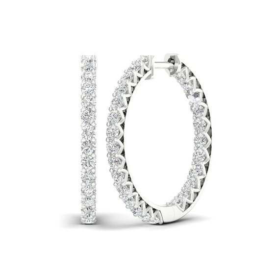 ​​​​​​​​​​​​​​10K Solid White Gold 2 CT. T.W. Lab-Grown Diamond Medium Inside Out Hoops
