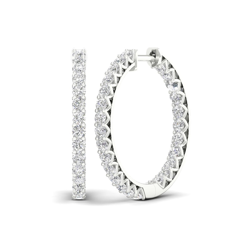 ​​​​​​​​​​​​​​10K Solid White Gold 2 CT. T.W. Lab-Created Diamond Medium Inside Out Hoops