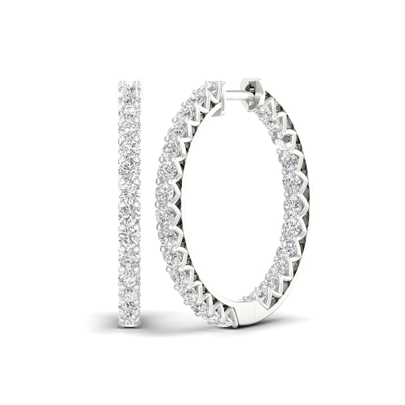 Main Image 1 of ​​​​​​​​​​​​​​10K Solid White Gold 2 CT. T.W. Lab-Grown Diamond Medium Inside Out Hoops