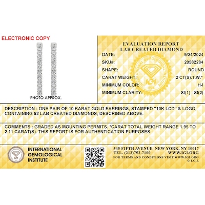 ​​​​​​​​​​​​​​10K Solid White Gold 2 CT. T.W. Lab-Grown Diamond Medium Inside Out Hoops