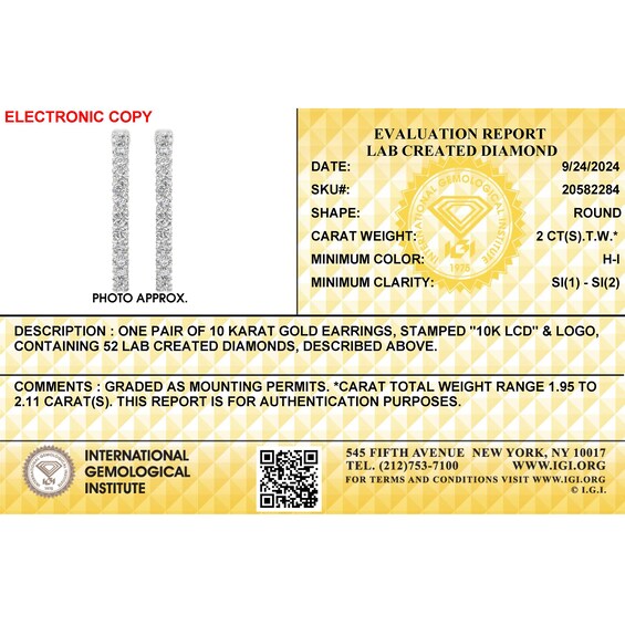 ​​​​​​​​​​​​​​10K Solid White Gold 2 CT. T.W. Lab-Grown Diamond Medium Inside Out Hoops