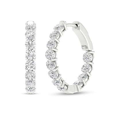 10K White Gold 2 CT. T.W. Lab-Grown Diamond Small Inside Out Hoops