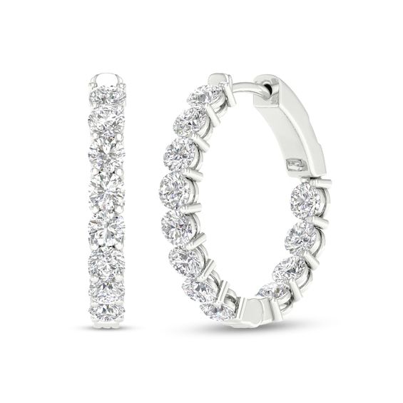 10K White Gold 2 CT. T.W. Lab-Grown Diamond Small Inside Out Hoops