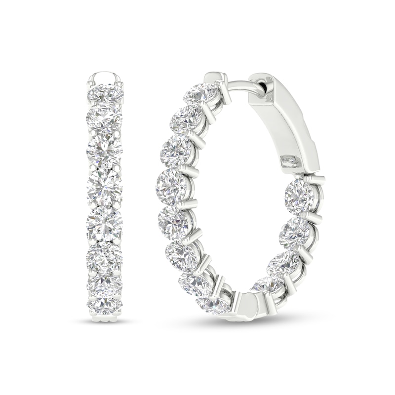 ​​​​​​​​​​​​​​10K Solid White Gold 2 CT. T.W. Lab-Created Diamond Small Inside Out Hoops