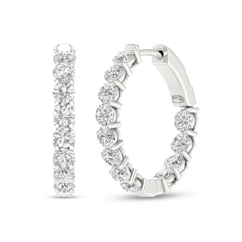 10K White Gold 2 CT. T.W. Lab-Grown Diamond Small Inside Out Hoops