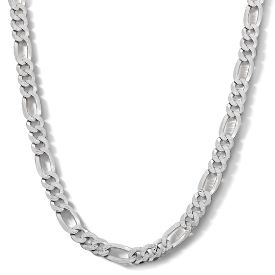​​​​​​​Sterling Silver Diamond Cut Figaro Chain Made in Italy - 22"